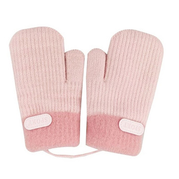 W3JF Παιδικά γάντια με κορδόνι Anti Lost Winter Gloves Double Layer for Children