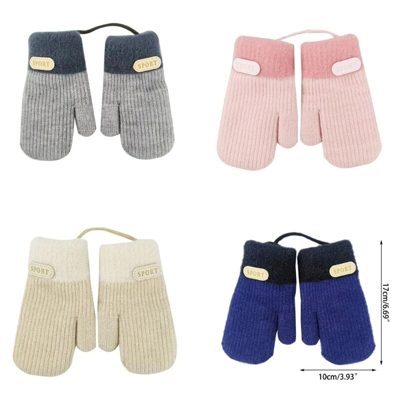 W3JF Παιδικά γάντια με κορδόνι Anti Lost Winter Gloves Double Layer for Children