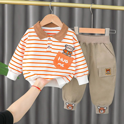 Haina pentru baieti Costum Babi 2023 toamna nou din bumbac cu dungi din desene animate cu maneca lunga costum pentru copii haine pentru bebelusi seturi de imbracaminte pentru bebelusi