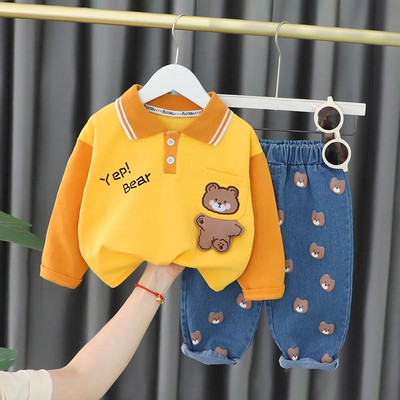 Haina pentru baieti Costum Babi 2023 toamna nou din bumbac cu dungi din desene animate cu maneca lunga costum pentru copii haine pentru bebelusi seturi de imbracaminte pentru bebelusi