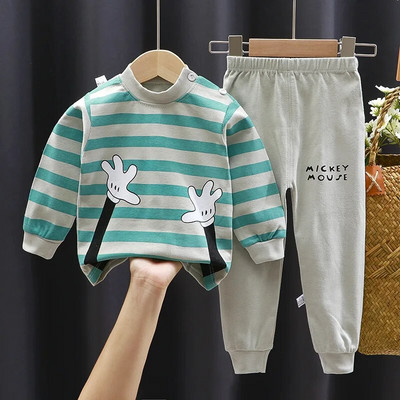 Haina pentru baieti Costum Babi 2023 toamna nou din bumbac cu dungi din desene animate cu maneca lunga costum pentru copii haine pentru bebelusi seturi de imbracaminte pentru bebelusi