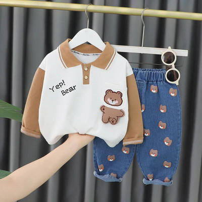 Haina pentru baieti Costum Babi 2023 toamna nou din bumbac cu dungi din desene animate cu maneca lunga costum pentru copii haine pentru bebelusi seturi de imbracaminte pentru bebelusi