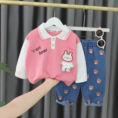 Haina pentru baieti Costum Babi 2023 toamna nou din bumbac cu dungi din desene animate cu maneca lunga costum pentru copii haine pentru bebelusi seturi de imbracaminte pentru bebelusi
