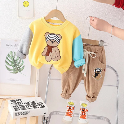 Haina pentru baieti Costum Babi 2023 toamna nou din bumbac cu dungi din desene animate cu maneca lunga costum pentru copii haine pentru bebelusi seturi de imbracaminte pentru bebelusi