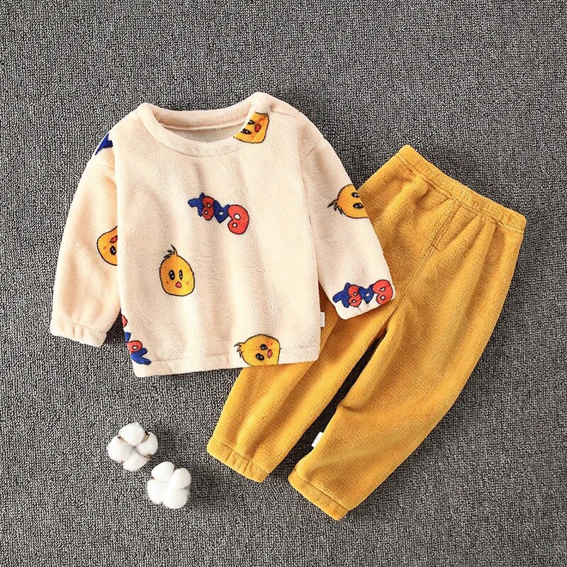 Χειμερινά παιδικά μαλακά σετ Φανελένια Αγόρια Πυζάμες Κοστούμι για κορίτσια Πιτζάμες Μακρυμάνικα Πιτζάμες Μπλουζάκια Παντελόνια 2τμχ Παιδικά Ζεστά Ρούχα