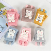 Παιδικά Μαθητικά Κορεάτικα Γάντια Ιππασίας Χαριτωμένα πλεκτά με μισό δάχτυλο βελούδινα χοντρά ζεστά κοριτσίστικα γάντια μωρά Χαριτωμένα κινούμενα σχέδια για αγόρια παιδικά γάντια