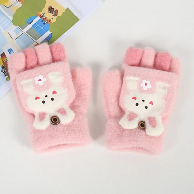 Παιδικά Μαθητικά Κορεάτικα Γάντια Ιππασίας Χαριτωμένα πλεκτά με μισό δάχτυλο βελούδινα χοντρά ζεστά κοριτσίστικα γάντια μωρά Χαριτωμένα κινούμενα σχέδια για αγόρια παιδικά γάντια