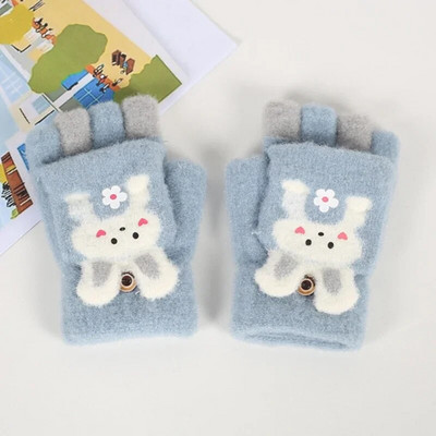 Παιδικά Μαθητικά Κορεάτικα Γάντια Ιππασίας Χαριτωμένα πλεκτά με μισό δάχτυλο βελούδινα χοντρά ζεστά κοριτσίστικα γάντια μωρά Χαριτωμένα κινούμενα σχέδια για αγόρια παιδικά γάντια