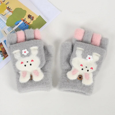 Παιδικά Μαθητικά Κορεάτικα Γάντια Ιππασίας Χαριτωμένα πλεκτά με μισό δάχτυλο βελούδινα χοντρά ζεστά κοριτσίστικα γάντια μωρά Χαριτωμένα κινούμενα σχέδια για αγόρια παιδικά γάντια