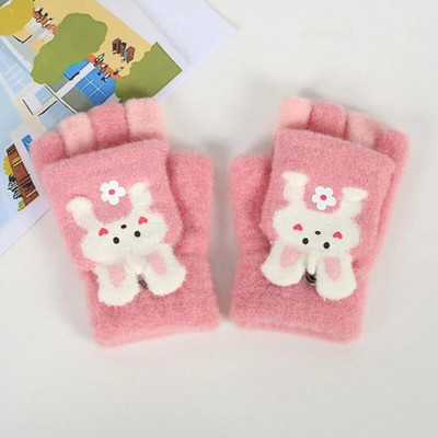 Παιδικά Μαθητικά Κορεάτικα Γάντια Ιππασίας Χαριτωμένα πλεκτά με μισό δάχτυλο βελούδινα χοντρά ζεστά κοριτσίστικα γάντια μωρά Χαριτωμένα κινούμενα σχέδια για αγόρια παιδικά γάντια