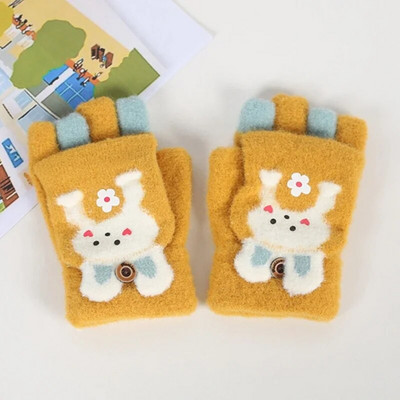 Παιδικά Μαθητικά Κορεάτικα Γάντια Ιππασίας Χαριτωμένα πλεκτά με μισό δάχτυλο βελούδινα χοντρά ζεστά κοριτσίστικα γάντια μωρά Χαριτωμένα κινούμενα σχέδια για αγόρια παιδικά γάντια