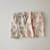 2023. aasta suvi, uued beebipüksid, vabad püksid, armsad jänku-südameprintsiga tüdrukud, kõrge vöökohaga vabaaja püksid, puuvillased imikute haaremipüksid, beebiriided