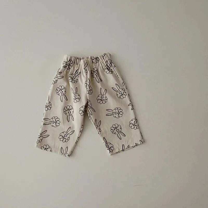 2023. aasta suvi, uued beebipüksid, vabad püksid, armsad jänku-südameprintsiga tüdrukud, kõrge vöökohaga vabaaja püksid, puuvillased imikute haaremipüksid, beebiriided