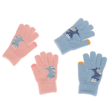 Χειμερινά παιδικά χοντρά πλεκτά γάντια 3-9 ετών Χαριτωμένα κινούμενα σχέδια Μικρός Δεινόσαυρος Πλήρης Δάχτυλο Παιδικά Γάντια για Ποδηλασία Υπαίθρου Play Boys