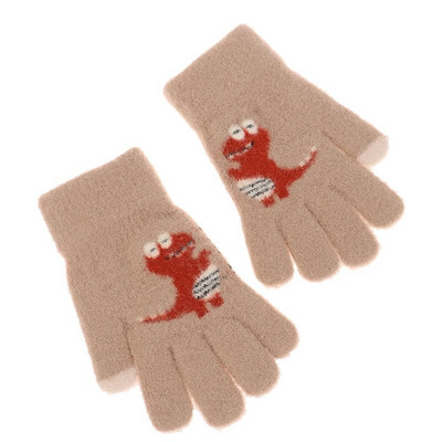 Mănuși tricotate îngroșate pentru copii de iarnă 3-9 ani Mănuși pentru copii cu degetul plin de dinozaur mic de desene animate drăguțe pentru ciclism în aer liber Joacă băieți