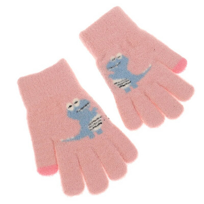 Mănuși tricotate îngroșate pentru copii de iarnă 3-9 ani Mănuși pentru copii cu degetul plin de dinozaur mic de desene animate drăguțe pentru ciclism în aer liber Joacă băieți