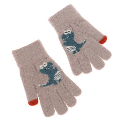 Mănuși tricotate îngroșate pentru copii de iarnă 3-9 ani Mănuși pentru copii cu degetul plin de dinozaur mic de desene animate drăguțe pentru ciclism în aer liber Joacă băieți