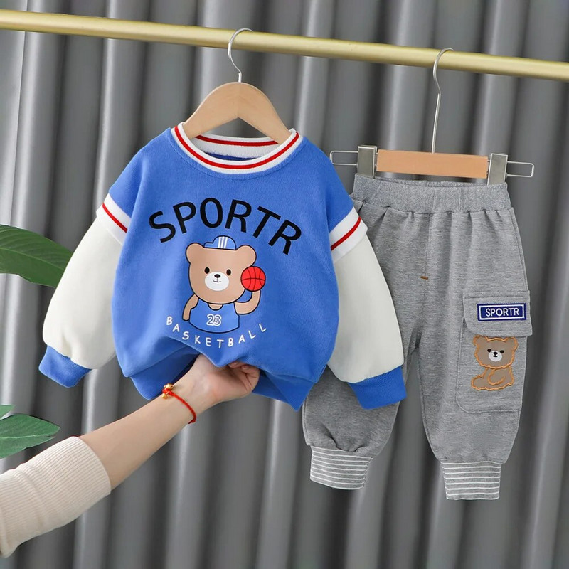 Beebipoiste rõivakarukomplektid poiste kevad- ja sügisene võrkpunane kostüüm, pikkade varrukatega 1–4-aastastele lastele, laste kostüümid, väikelaste spordiriietus