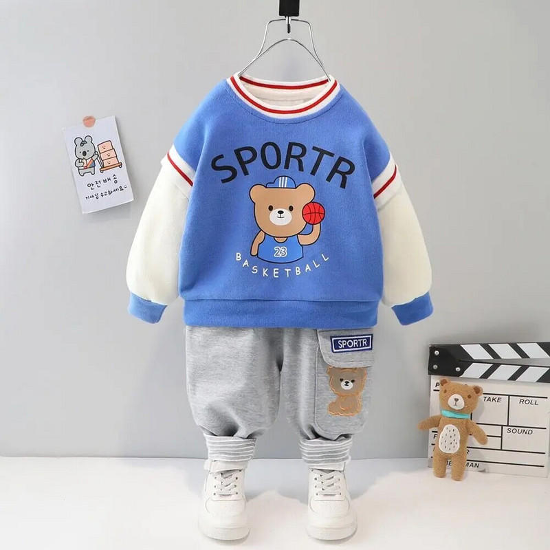 Beebipoiste rõivakarukomplektid poiste kevad- ja sügisene võrkpunane kostüüm, pikkade varrukatega 1–4-aastastele lastele, laste kostüümid, väikelaste spordiriietus