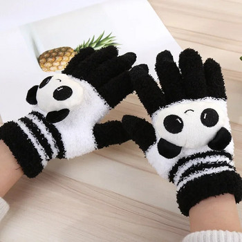 Παιδικά χαριτωμένα κινούμενα σχέδια Panda Cat Fleece Γάντια Χειμερινά πλεκτά Γάντια Αγόρια Κορίτσια Μαλακά ζεστά γάντια Δώρο Βελούδινο Χοντρό Παιδιά Guantes