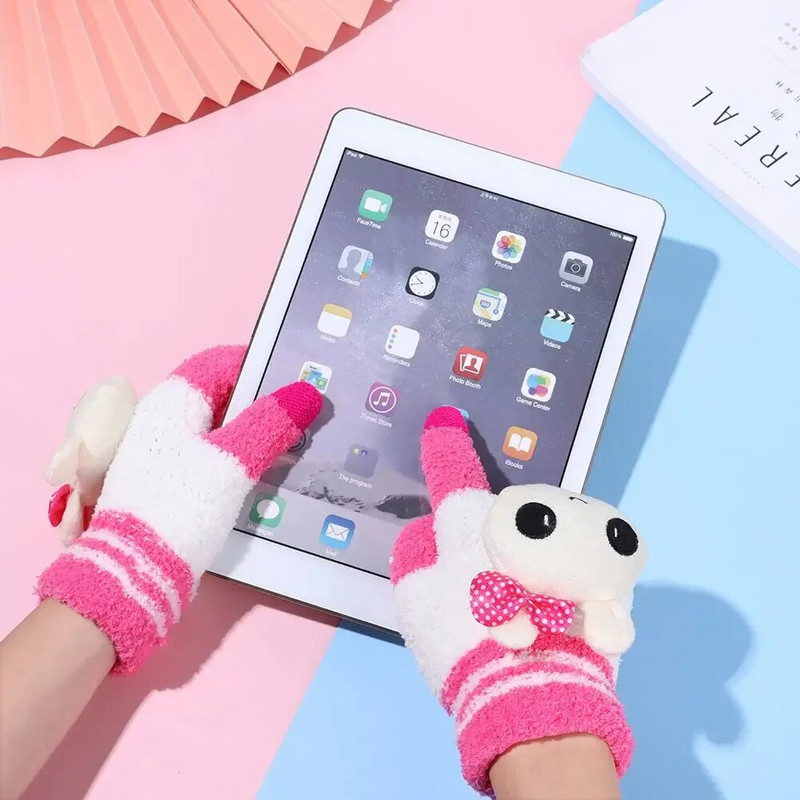 Lapsed Armsad multifilmid Panda Cat Fliisist Kindad Talvised Kootud Kindad Poistele Tüdrukutele Pehmed Soojad Kindad Kingitus Velvet Paksud Lapsed Guantes