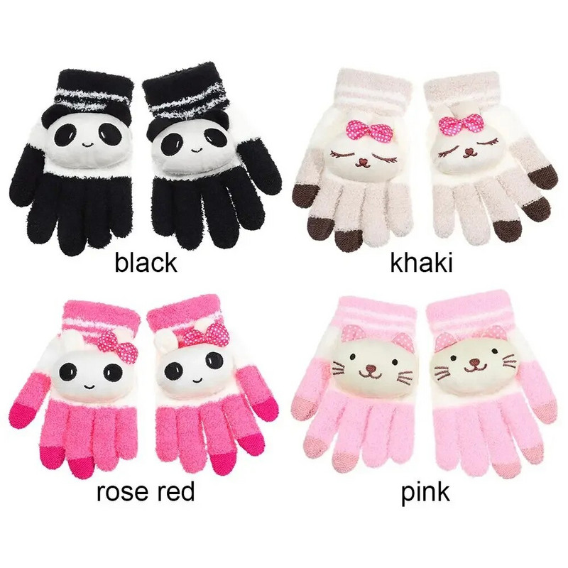 Lapsed Armsad multifilmid Panda Cat Fliisist Kindad Talvised Kootud Kindad Poistele Tüdrukutele Pehmed Soojad Kindad Kingitus Velvet Paksud Lapsed Guantes