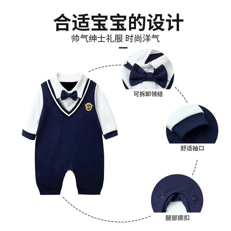 Baby Gentleman Bowtie Kombinezon Proljeće Ljeto Outdoor Novorođenčad Dječja Odjeća Odjeća za dojenčad Jesen