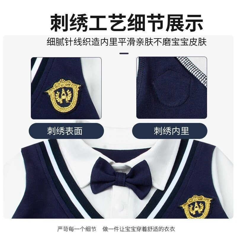 Baby Gentleman Bowtie Kombinezon Proljeće Ljeto Outdoor Novorođenčad Dječja Odjeća Odjeća za dojenčad Jesen