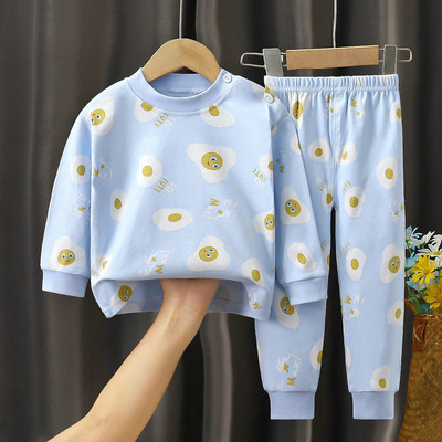 Φθινοπωρινό Χειμώνας καθαρό βαμβακερό σετ παιδικών εσωρούχων εμπριμέ κινουμένων σχεδίων Παιδικά σετ 2 τεμαχίων μόδα Φθινοπωρινά ρούχα Παιδική μακρυμάνικη φόρμα