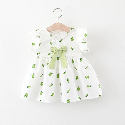 Καλοκαιρινό μωρό φορέματα για μωρά Ρούχα για νήπια Μόδα Κινούμενα σχέδια Εκτύπωση Φόρεμα Πριγκίπισσα με κοντομάνικο φιόγκο Νεογέννητα Παιδιά Χαριτωμένα ρούχα