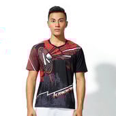 2023 Νέο αθλητικό κοντομάνικο μοτίβο μπάντμιντον μπλουζάκι γυμναστικής με εμπριμέ αναπνεύσιμο μπλουζάκι με χαλαρή στρογγυλή λαιμόκοψη Αθλητικά ρούχα Diy