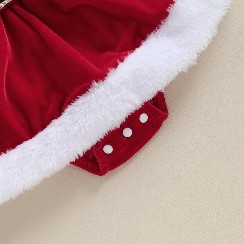 Ma&Baby 0-24M Χριστουγεννιάτικο Νεογέννητο Νήπιο Κοριτσάκι Κόκκινο βελούδινο φόρεμα Santa + Καπέλο Χριστουγεννιάτικες στολές D05