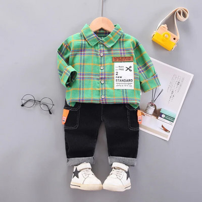 Επώνυμα βρεφικά ρούχα για αγόρια Κοστούμια Παιδικά συνονθύλευμα δικτυωτό με κουκούλα μακρυμάνικο για αγόρια ανοιξιάτικη Νέα μόδα πουκάμισο casual κοστούμι