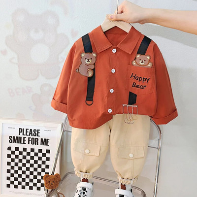 Επώνυμα βρεφικά ρούχα για αγόρια Κοστούμια Παιδικά συνονθύλευμα δικτυωτό με κουκούλα μακρυμάνικο για αγόρια ανοιξιάτικη Νέα μόδα πουκάμισο casual κοστούμι