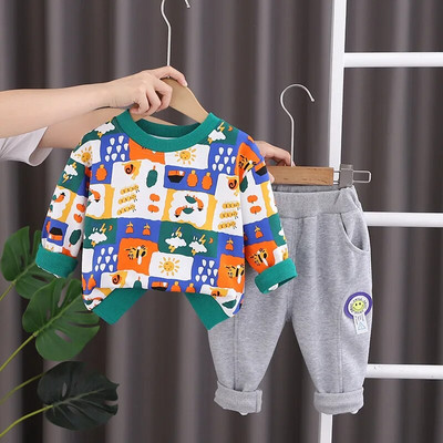 Μοντέρνο φθινοπωρινό παιδικό σετ για αγόρια άνοιξη και φθινόπωρο Νέο μοντέρνο κοριτσάκι Baby Splice Rabbit Μακρυμάνικο Σετ 2 τμχ