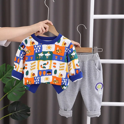 Μοντέρνο φθινοπωρινό παιδικό σετ για αγόρια άνοιξη και φθινόπωρο Νέο μοντέρνο κοριτσάκι Baby Splice Rabbit Μακρυμάνικο Σετ 2 τμχ