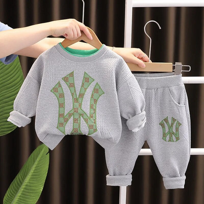 Μοντέρνο φθινοπωρινό παιδικό σετ για αγόρια άνοιξη και φθινόπωρο Νέο μοντέρνο κοριτσάκι Baby Splice Rabbit Μακρυμάνικο Σετ 2 τμχ