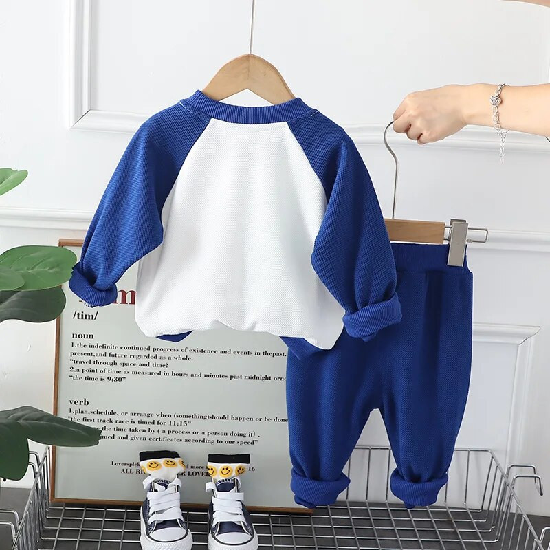 Μοντέρνο φθινοπωρινό παιδικό σετ για αγόρια άνοιξη και φθινόπωρο Νέο μοντέρνο κοριτσάκι Baby Splice Rabbit Μακρυμάνικο Σετ 2 τμχ