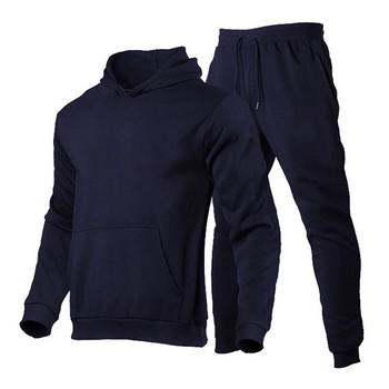 Мъжки анцуг Пуловер с качулка + Спортни панталони Спортен костюм Ежедневно спортно облекло за джогинг Мъжки комплекти от руно Streetwear от 2 части