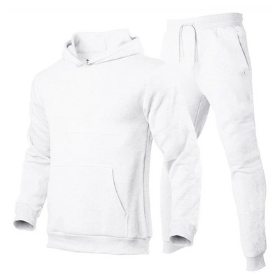 Trening pentru bărbați Pulover cu glugă + pantaloni de trening Costum sport Jogger ocazional Îmbrăcăminte sport 2 piese Fleece pentru bărbați Seturi de îmbrăcăminte stradală