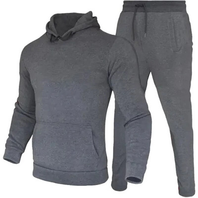 Trening pentru bărbați Pulover cu glugă + pantaloni de trening Costum sport Jogger ocazional Îmbrăcăminte sport 2 piese Fleece pentru bărbați Seturi de îmbrăcăminte stradală