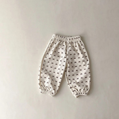 2023 de primăvară, pantaloni largi pentru copii, pantaloni sport pentru fete din bumbac, pantaloni casual pentru copii, pantaloni cu imprimeu harem cu fundă, haine pentru bebeluși