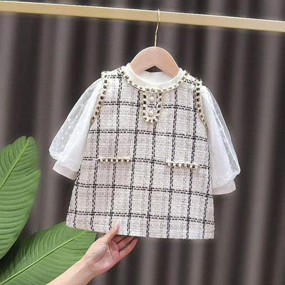 2023 Dulce Moda Primavara Fete Copii Printesa Salopeta Rochie + Maneca Lunga Topuri Bluza 2pcs Copii Bebeluși Set haine pentru sugari S11950