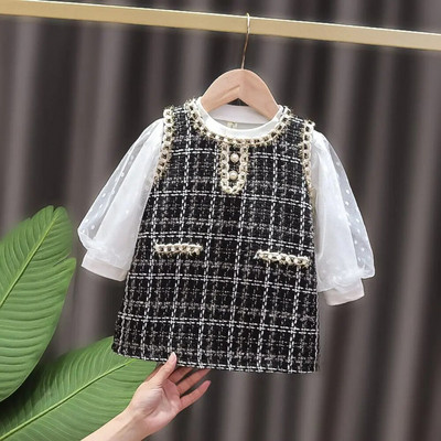 2023 Dulce Moda Primavara Fete Copii Printesa Salopeta Rochie + Maneca Lunga Topuri Bluza 2pcs Copii Bebeluși Set haine pentru sugari S11950