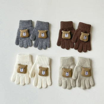 Вълнени детски ръкавици Карикатура мечка Корейски топли зимни детски ръкавици за момичета Момчета Аксесоари Детски ръкавици за сняг на открито 2-7 години