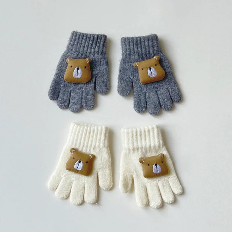 Mănuși de lână pentru copii, urs din desene animate, coreeană, iarnă caldă, pentru copii, pentru fete, băieți, accesorii, pentru exterior, pentru copii, pentru zăpadă, 2-7 ani