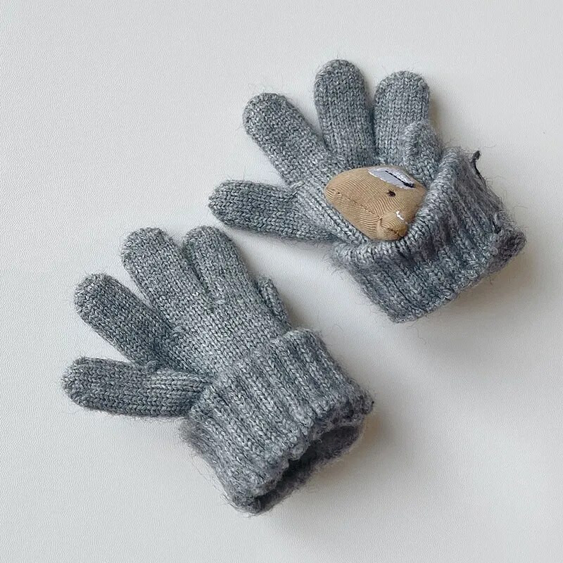 Mănuși de lână pentru copii, urs din desene animate, coreeană, iarnă caldă, pentru copii, pentru fete, băieți, accesorii, pentru exterior, pentru copii, pentru zăpadă, 2-7 ani