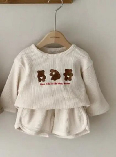 2023 New Baby Boys Solid Cute casual μακρυμάνικο μπλουζάκι βαμβακερό βρέφος νήπιο κορίτσι καρό παντελόνι μόδας 2 τμχ Παιδικές πιτζάμες