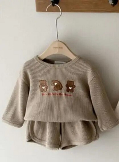 2023 New Baby Boys Solid Cute casual μακρυμάνικο μπλουζάκι βαμβακερό βρέφος νήπιο κορίτσι καρό παντελόνι μόδας 2 τμχ Παιδικές πιτζάμες