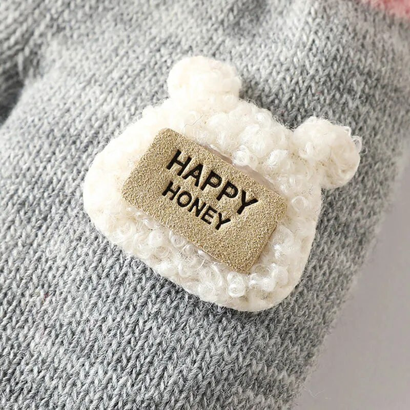 Γελοιογραφία παιδικό λαιμό κρεμαστά γάντια χοντρά πλεκτά παιδικά χειμωνιάτικα γάντι χαριτωμένο κουνέλι αρκουδάκι κούκλα μωρό βελούδινα γάντια κορίτσι αγόρι Αγόρι Χέρι θερμότερο